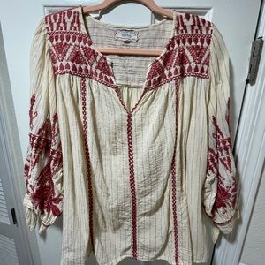 Johnny Was Embroidered Long Sleeve Top Large